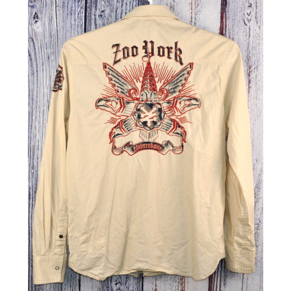 RARE Vintage Zoo York Button Down Long Sleeve Shirt Embroidered Men's M - Picture 1 of 7